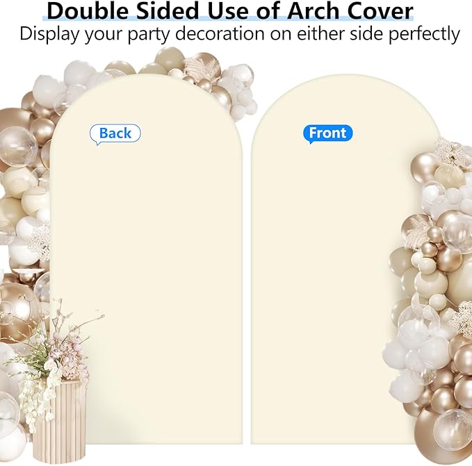 HEMMOTOP 6.6 ft Light Beige Arch Backdrop Cover, Spandex Arch Covers Stretchy - Image 5