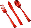 NOCCUR 180PCS Red Plastic Silverware Set by NOCCUR