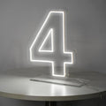 Number 4 Neon Sign for Birthday, 16.54" Cool White USB Battery Powered One Neon by LIYUNEON