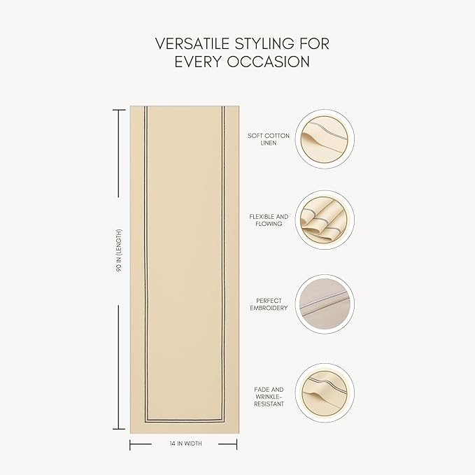 Cotton Linen Table Runner 90 Inches Long – Summer Beige Table Runner 14 x 90 - Image 6