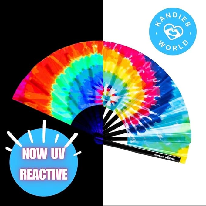 Kandies World UV Reactive Custom Festival Folding Hand Fan - Image 4