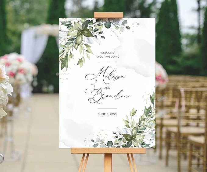 Greenery Wedding Welcome Sign, To Our Wedding Signs - Image 3
