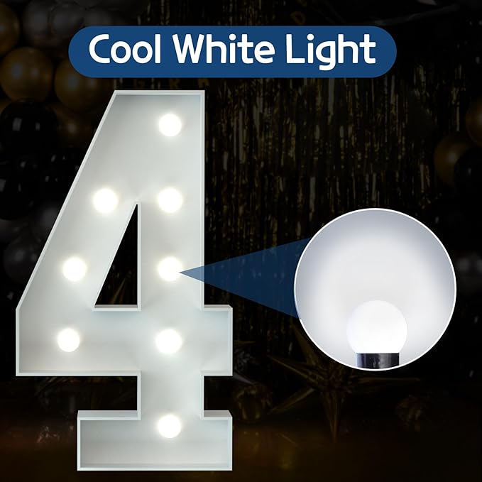 Marquee Numbers 3 Feet Tall Big Light Up Numbers 4 Year Old 14th 40th Birthday - Image 2