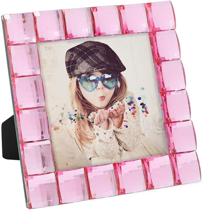 Isaac Jacobs Decorative Sparkling Light Pink Jewel Picture Frame, Photo Display - Image 5
