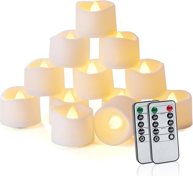 Homemory 24pcs Remote Timer LED Tea Lights Candles, 400+Hours Flickering by Homemory