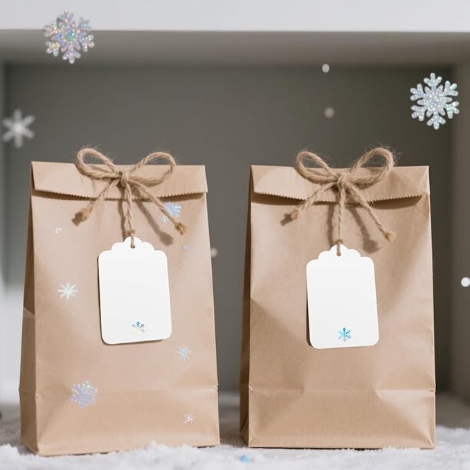 100Pcs Blank Gift Tags with String Iridescent Foil Snowflake Large Gift Tags - Image 3