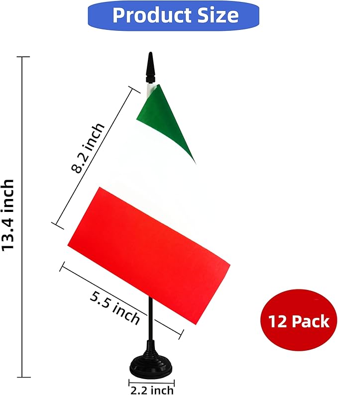 Italy Desk Flag, 12 Pack Italian Table Office Flag - Image 2