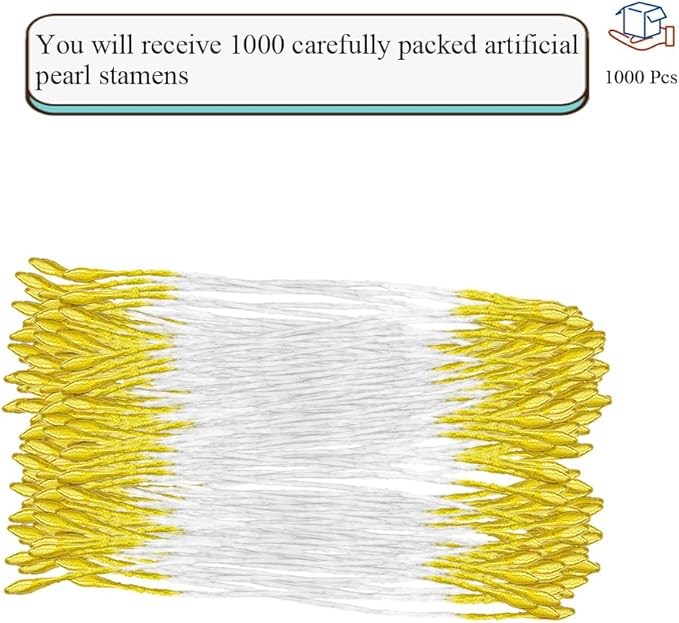 HAHIYO 1000Pcs 1mm Yellow Pearl Double Head Flower Pistil - Image 5