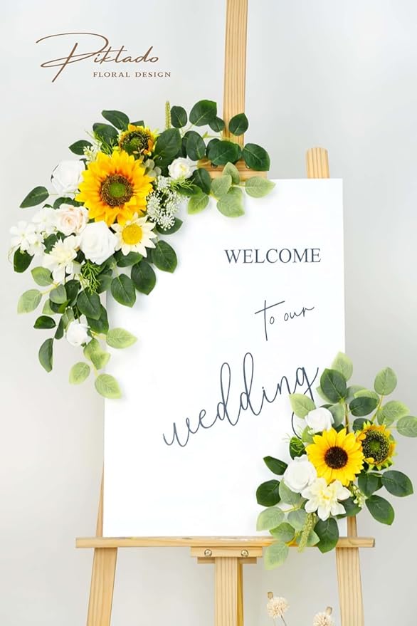 Wedding Decor Welcome Sign Flower Backdrop Garland - Image 2