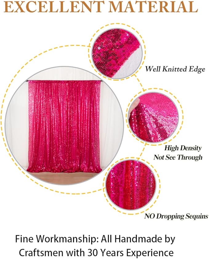 ShiDianYi 4FTX6FT-Fuchsia-SEQUIN Photo Backdrop, Wedding Photo Booth, - Image 4