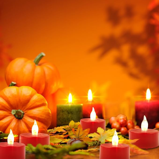LED Tea Lights Candles-100PACK Red Flameless Candles Realistic and Bright - Image 4