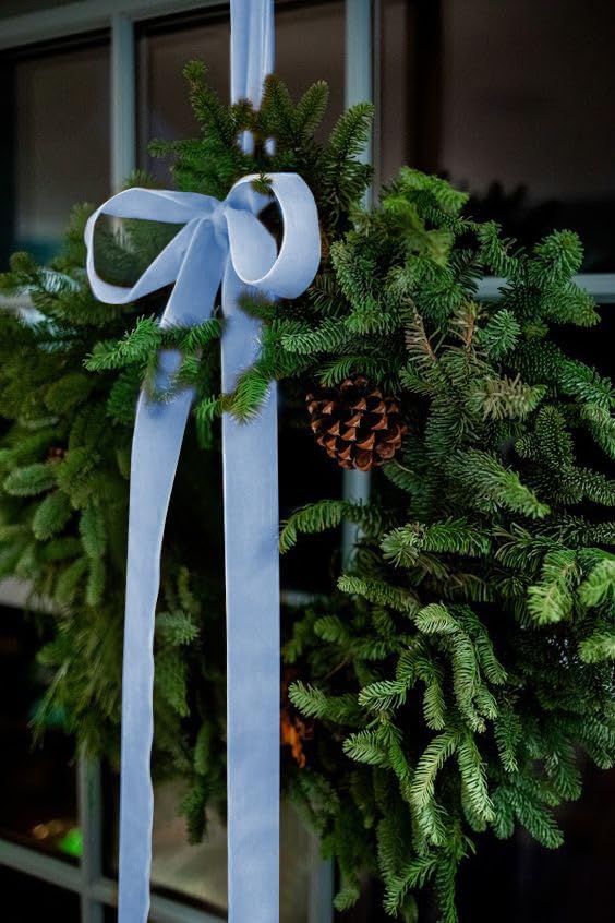 Light Blue Velvet Ribbon 1.5'' 25 Yards - Image 4