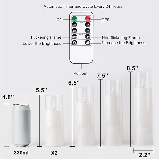 Amagic Pure White Flameless Candles, Battery Operated Candles, Acrylic - Image 5