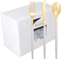 I00000 144Pcs Gold Plastic Silverware, Disposable Utensils Heavy Duty, by I00000