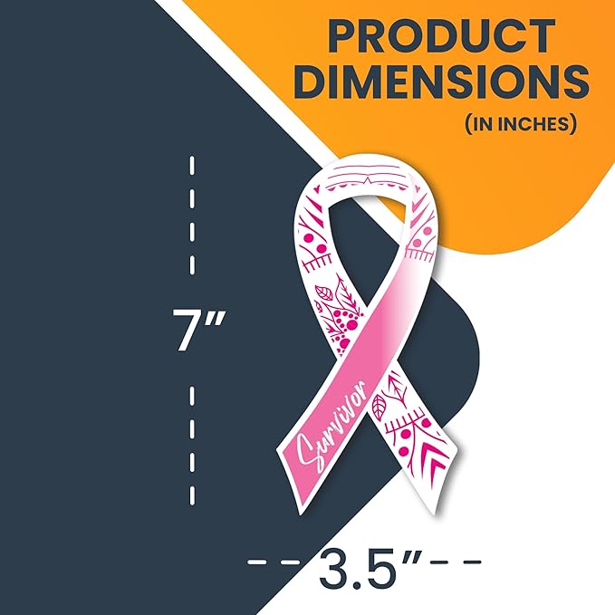 Magnet Me Up Breast Cancer Awareness Pink Mandala Survivor Ribbon Magnet Decal - Image 2