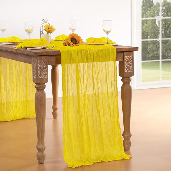Lemon Yellow Cheesecloth Table Runner 6 Pack Fall Table Runners Boho Gauze 120 - Image 6