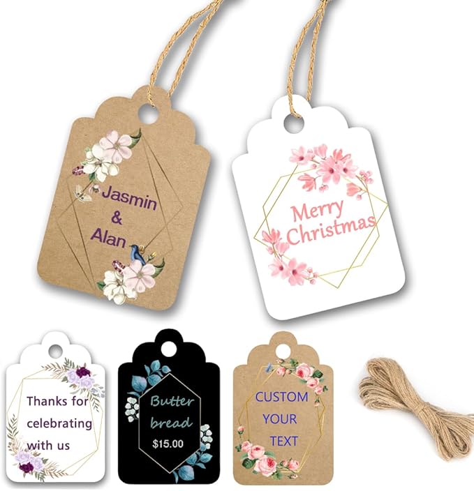 Custom Gift Tags with String, Personalized Tags by Jishiletao