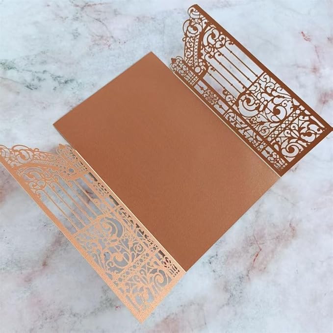 MillaSaw Bronze Fence Laser Cut Invitation Cards Pocket - Image 5