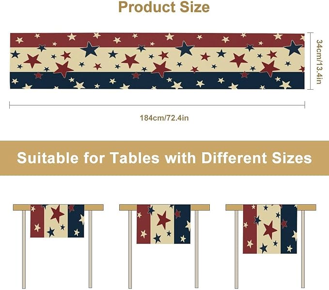Memorial Day Table Runner, 4th of July American Patriotic Independence Day - Image 8