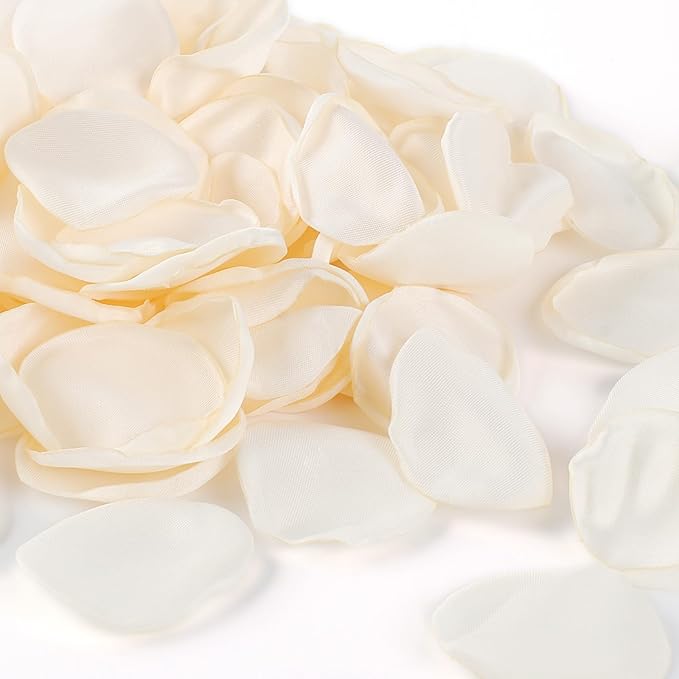 300pcs Cream Rose Silk Petals for Wedding, Bridal Shower Decor, Flower Girl by JOWINER