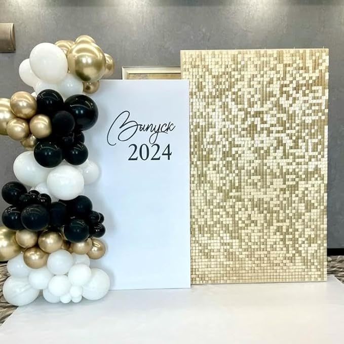 Qcity Champagne Gold Shimmer Wall Backdrop 36PCS, Square Sequin Glitter - Image 6