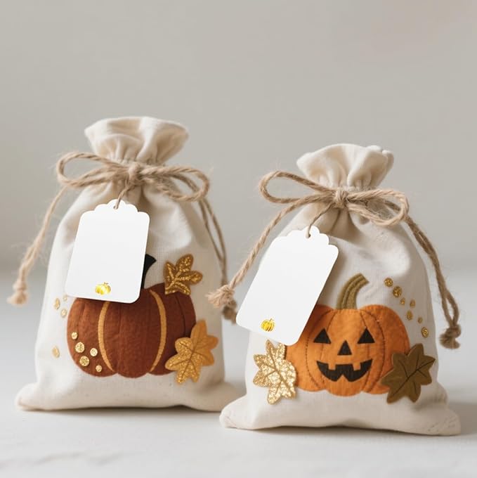 100 Pcs Blank Gift Tags with String Gold Foil Pumpkin Large White Paper Gift - Image 8
