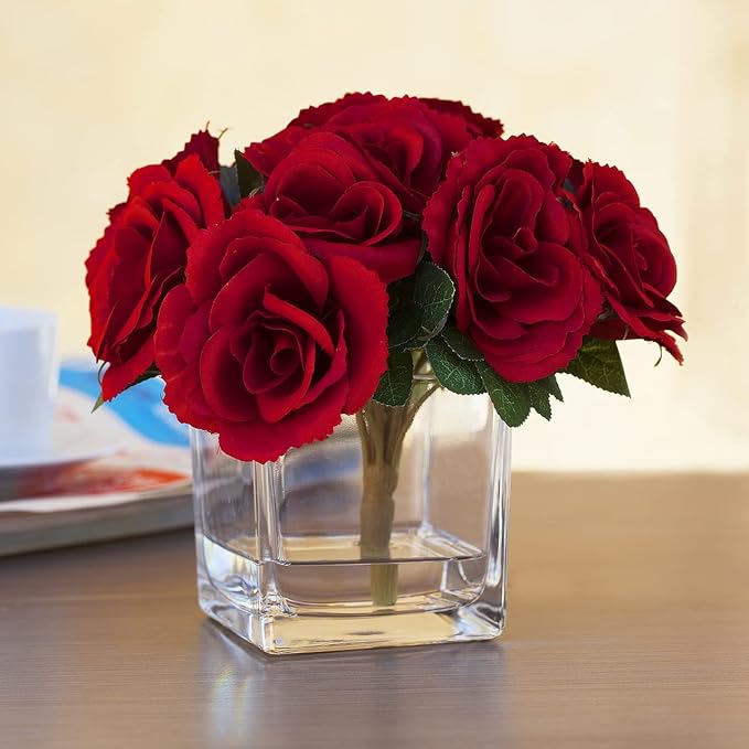 EnovaFloral Cube Glass Vase, 5x5 Inch Square Glass Vase - Image 4