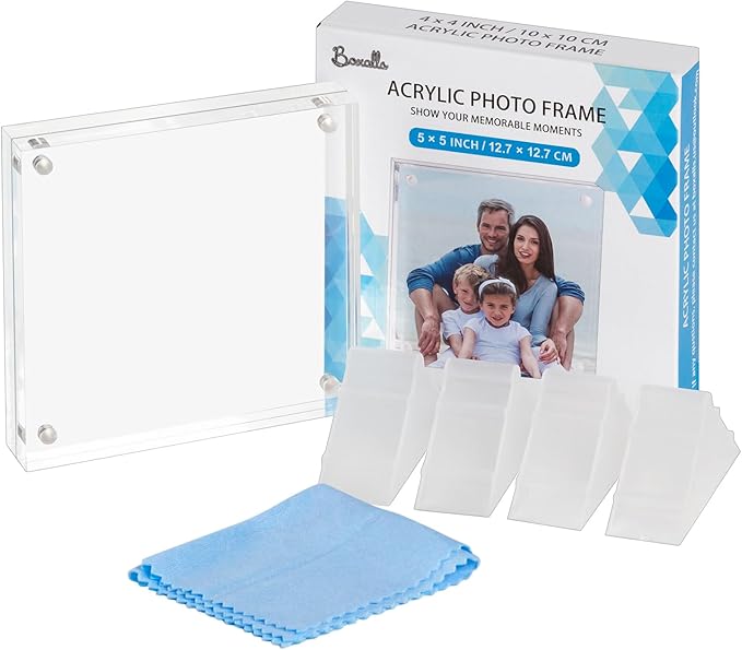 Boxalls 5x5 Acrylic Picture Frame, Double Sided Transparent Desktop Frame - Image 7