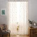 MYSTIC-HOME Embroidery White Sheer Curtains 84 Inches Long, Rod Pocket Sheer by MYSTIC-HOME