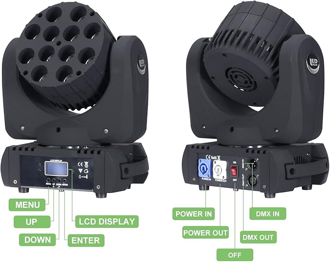 Moving Head Light Beam Wash 12x12W LED Stage Lighting RGBW 4in1 Professional - Image 9