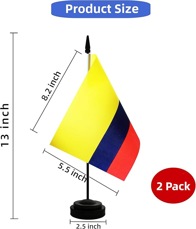 2 Pack Colombia Desk Flag, Colombian Table Office Flag - Image 2