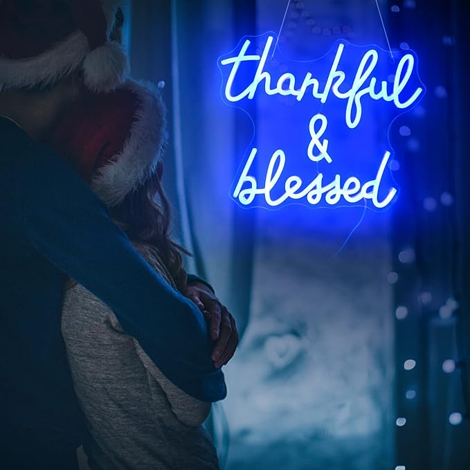 Thankful and Blessed Neon Sign Thanksgiving Led Sign Blessed Neon Lights Blue - Image 7
