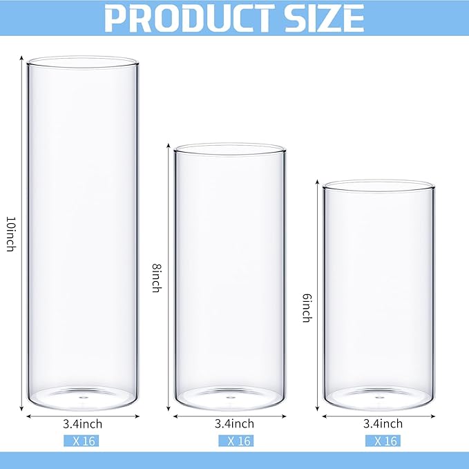 48 Pcs Thin Glass Cylinder Vases 2.5''/3.3'' Diameter 2mm Wall Thickness Clear - Image 2