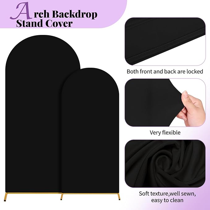 Wedding Arch Cover 6FT 7.2FT Arch Backdrop Cover Fitted Spandex Covers Set of 2 - Image 3