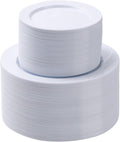 200PCS White Plastic Plates Set, 100 10.25 inch Dinner Plate and 100 7.5 inch by BESTSTAR