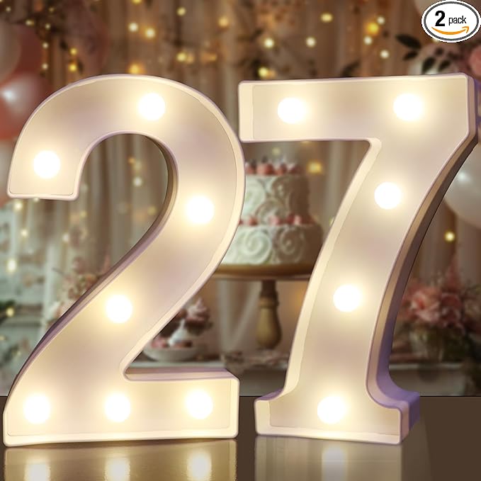 Pooqla Decorative LED Light Up Number Letters, Battery Operated by Pooqla