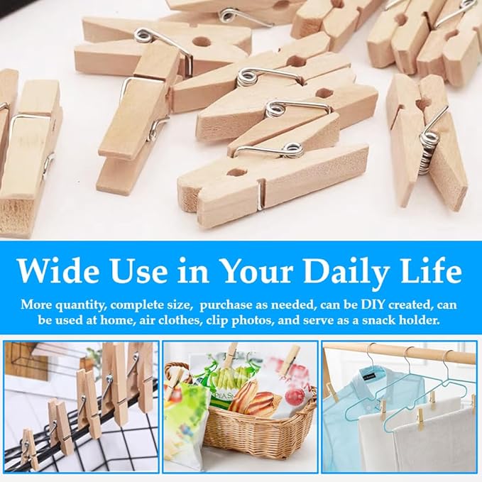 OBTANIM 100 Pack Wooden Clothespins 4 Inch Heavy Duty Clothes Clips - Image 6