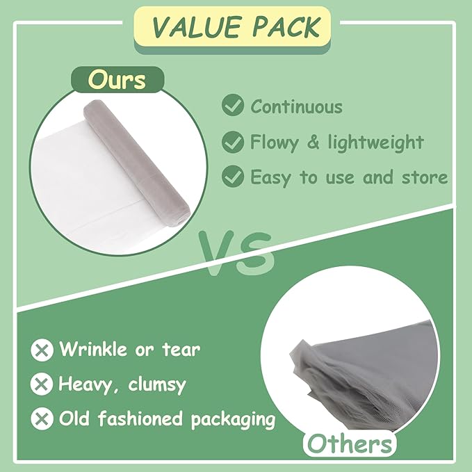 Silver Tulle Fabric Rolls, 54 Inch by 10 Yards Tulle Ribbon - Image 3