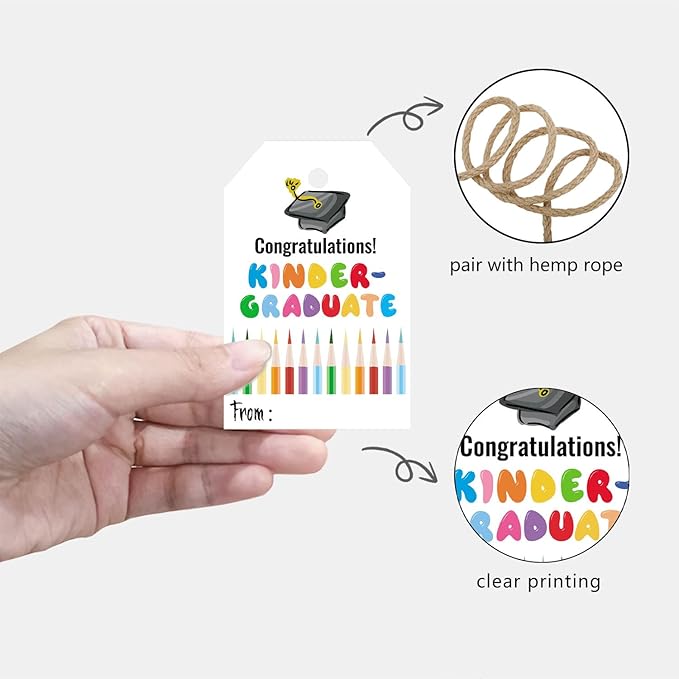 50 Pcs Kindergarten Graduation Gift Tags, Colorful Congratulations Gift Labels - Image 3