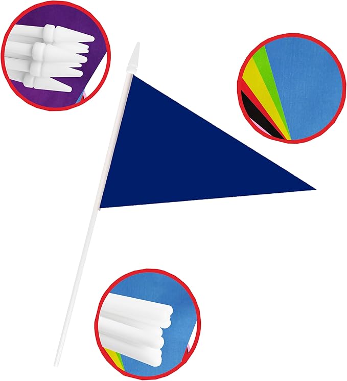 12 Pack Dark Blue Pennant Flags Small Mini Hand Held Solid Color Pennant On - Image 5