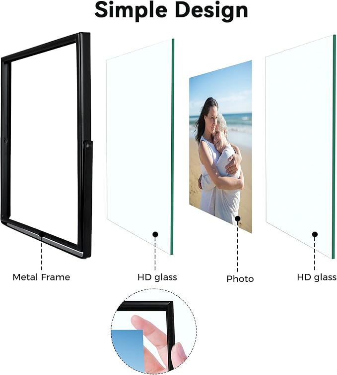 Black Floating Frame, For Picture 5x7, Tabletop Shelf Photo Frame, Classy Gift - Image 7