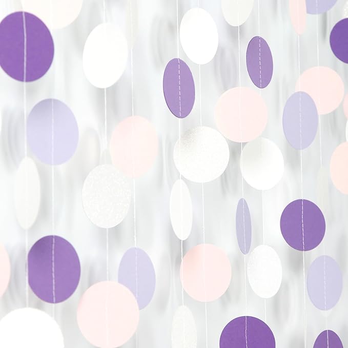 Purple-White Pink Birthday Party-Decorations Streamers - 52FT Girl Women by Hugtmr