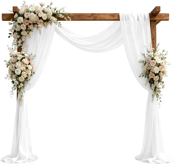 Wedding Arch Draping Fabric 29" x 18 FT White Sheer Chiffon Outdoor Curtain by Jevix