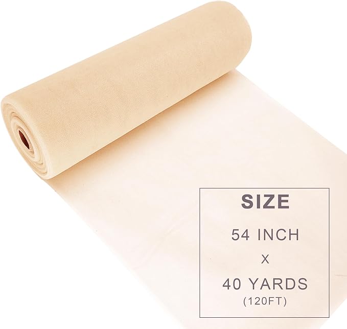 Beige Tulle Fabric Roll Spool Bolt Large Tulle Wedding Party Decoration - Image 3