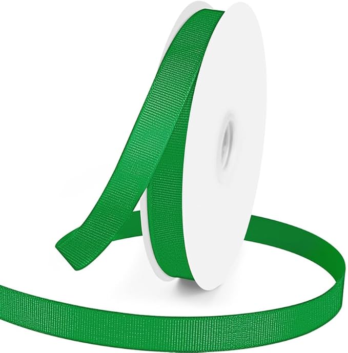 5/8" X 50 Yards Green Grosgrain Ribbon, Premium Grosgrain Ribbon by KMERLIFE