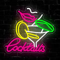 Cocktails Neon Sign, Cocktail Bar LED Neon Light by Unknown