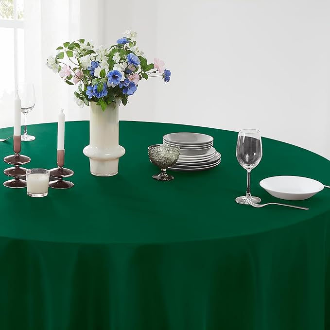 Round Tablecloth 6 Pack 108 Inch Dark Green Tablecloths Washable Decorative - Image 3
