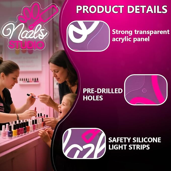 Nail Room Neon Sign, Backdrop for Business Lash Salon Beauty Room Bar - Image 5