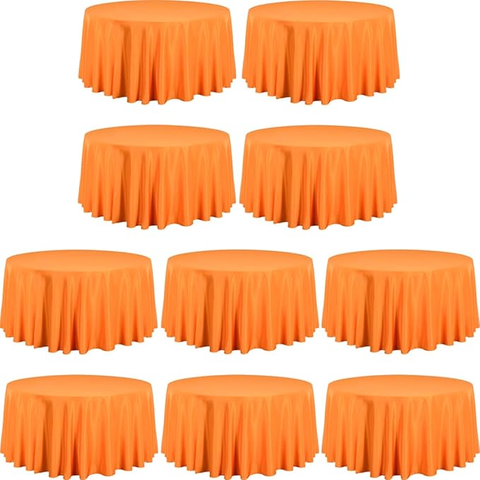 LTC LINENS 10 Pack 120 Inch Round Tablecloth Orange by LTCLINENS
