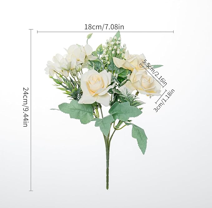 Artificial Flower 5 Branches Artificial Silk Fake Flowers Bouquet Small Roses - Image 2